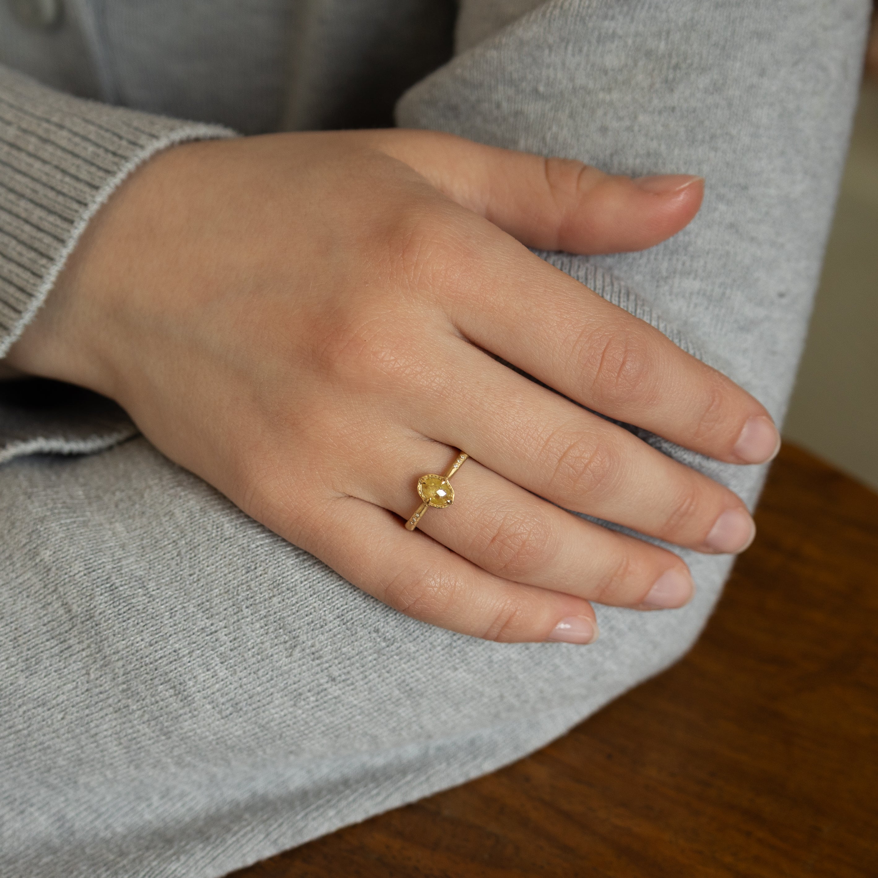 Rose Cut Yellow Diamond Ring