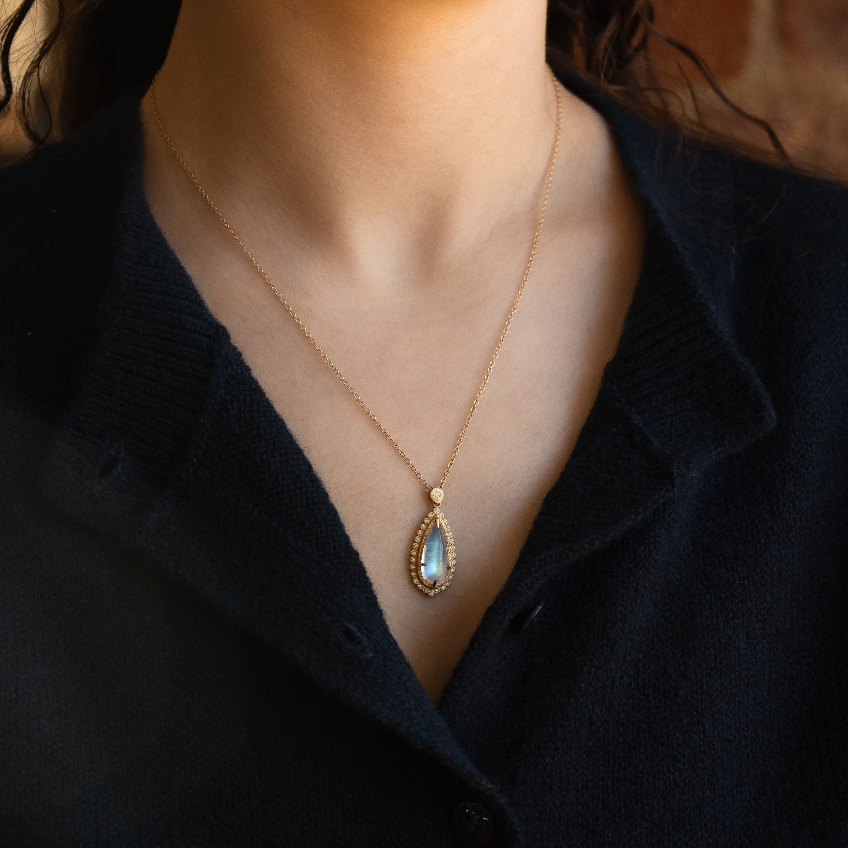 Teardrop Moonstone Pendant | Adel Chefridi
