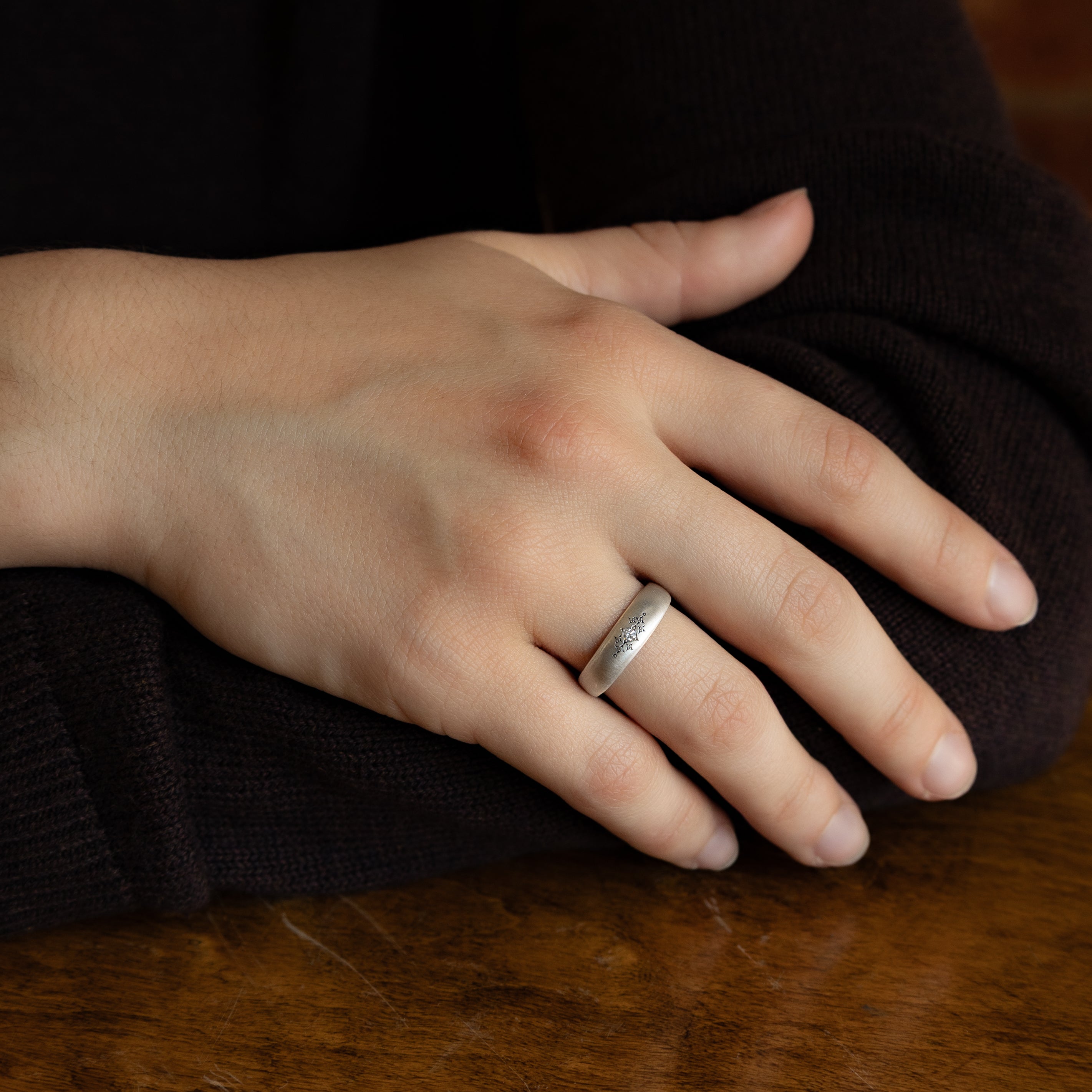 Tapered Silver Moon Band