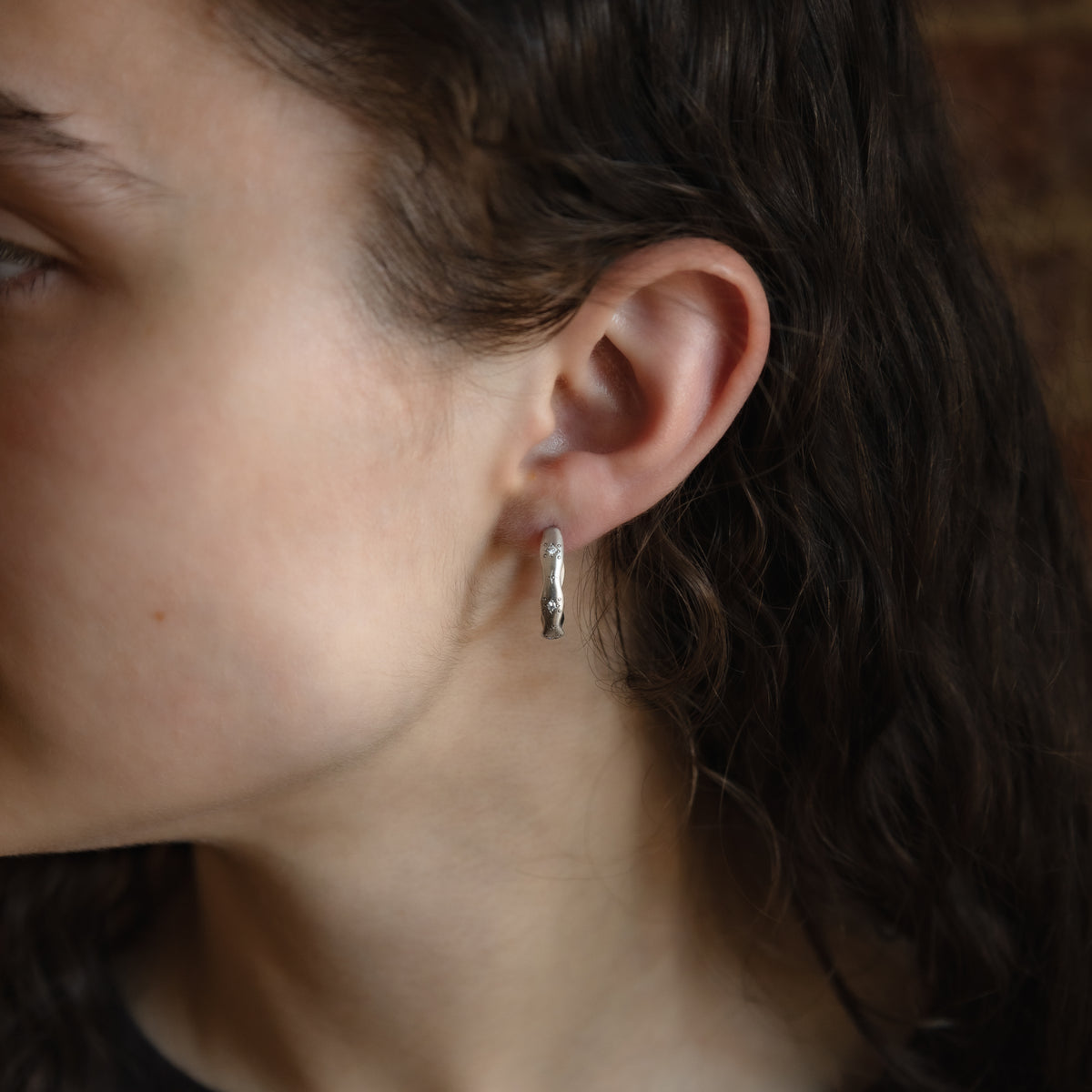 Etched Wavy Hoops