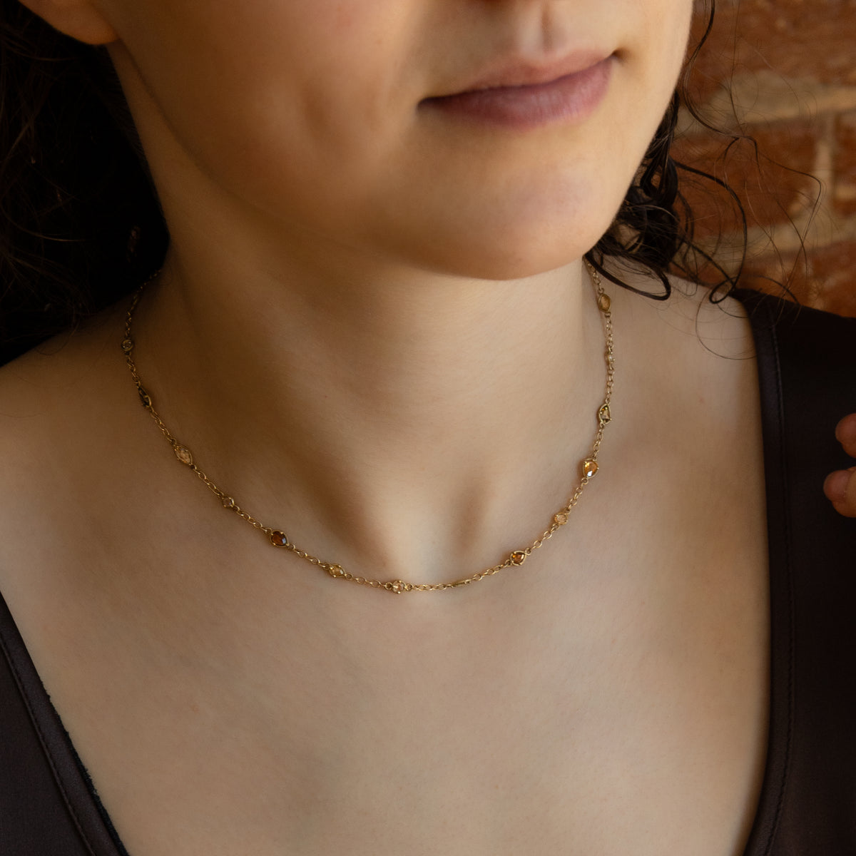 Rose Cut Yellow Diamond Necklace
