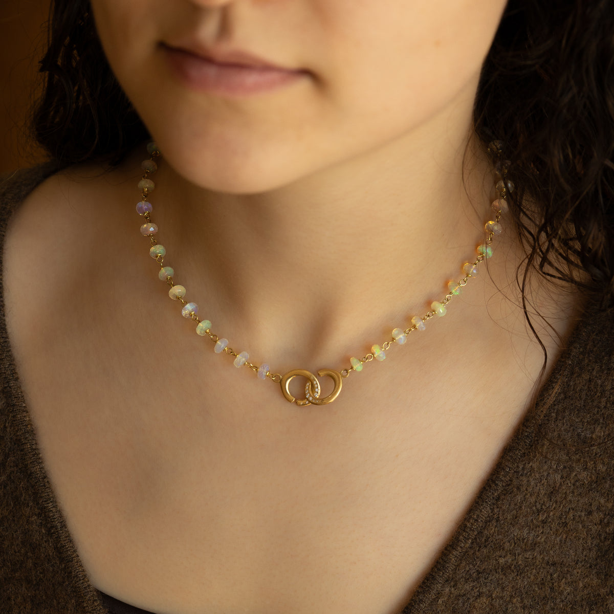 Opal Beaded Necklace - 16 Inches