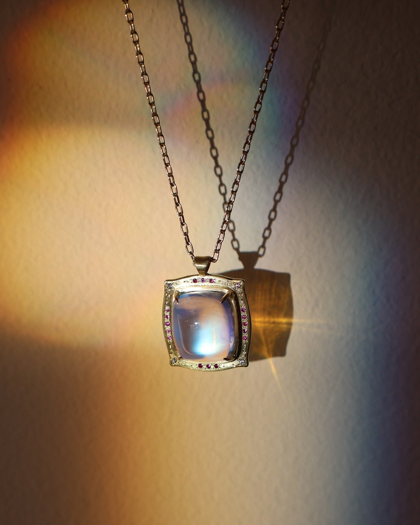 Rectangle Moonstone Pendant With Engraving