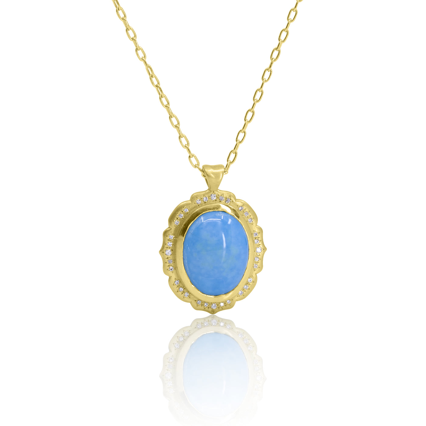 Scallop Edge Bezel Turquoise Pendant