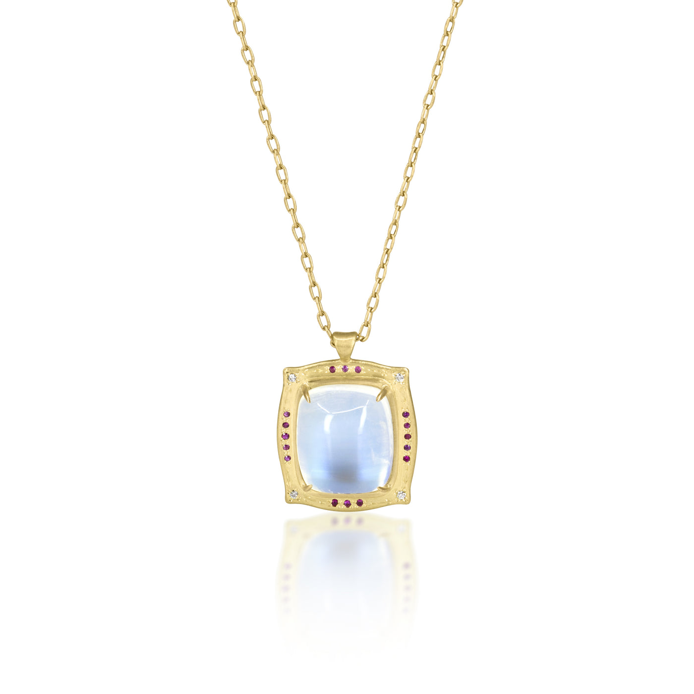 Rectangle Moonstone Pendant With Engraving
