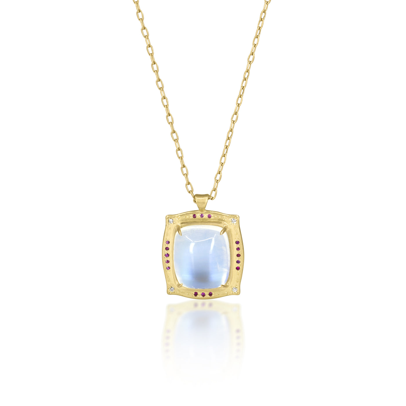 Rectangle Moonstone Pendant With Engraving