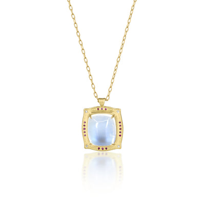 Rectangle Moonstone Pendant With Engraving