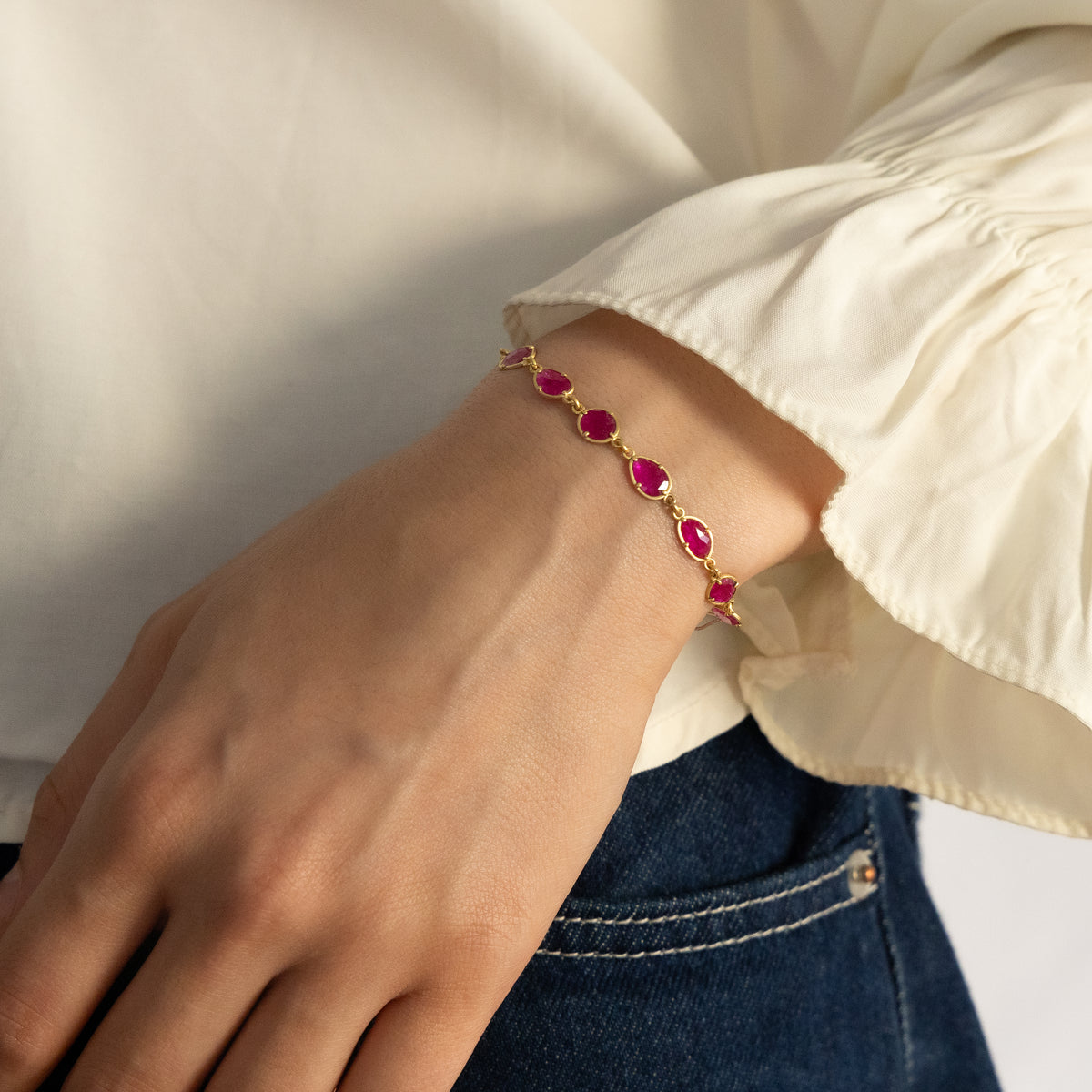 Rose Cut Ruby Bracelet