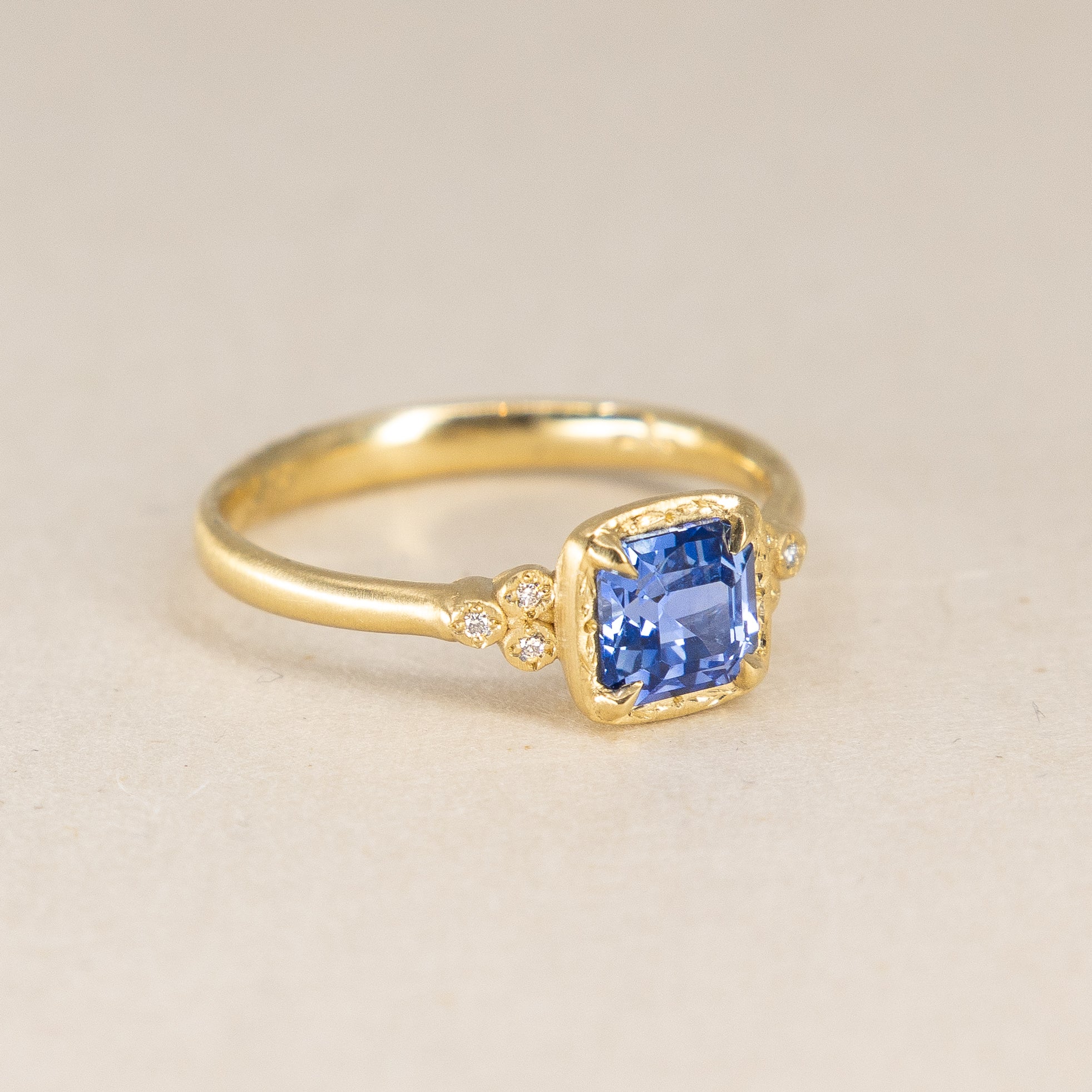 Step Cut Sapphire Luna Ring