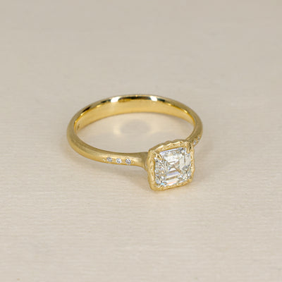 Asscher Cut Lotus Ring
