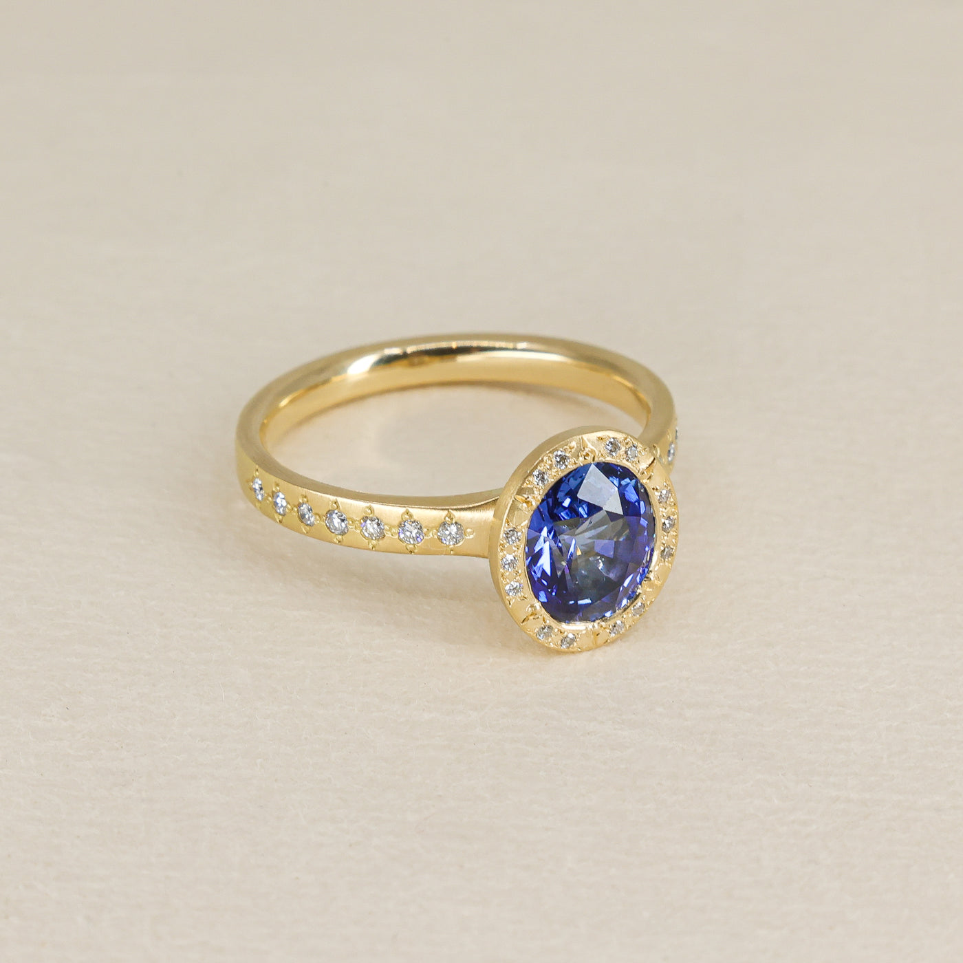 Sapphire Woven Halo Ring