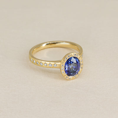 Sapphire Woven Halo Ring