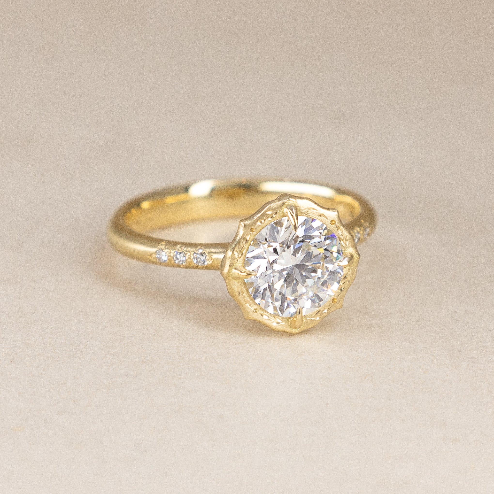 Round Brilliant Lotus Ring