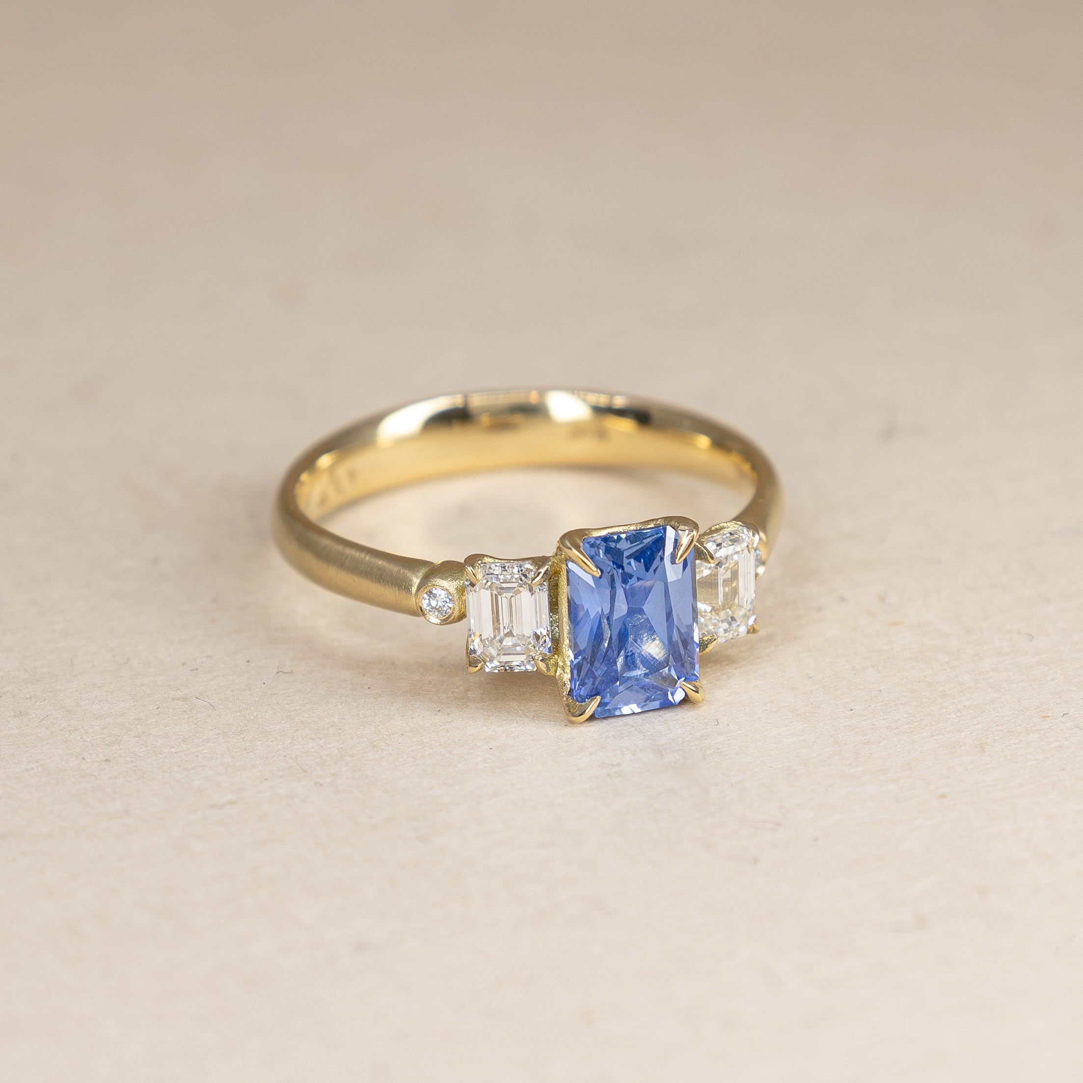 Step Cut Sapphire Rambling Rose Ring