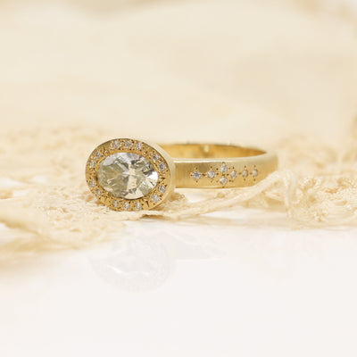 Oval Beaded Horizon Ring