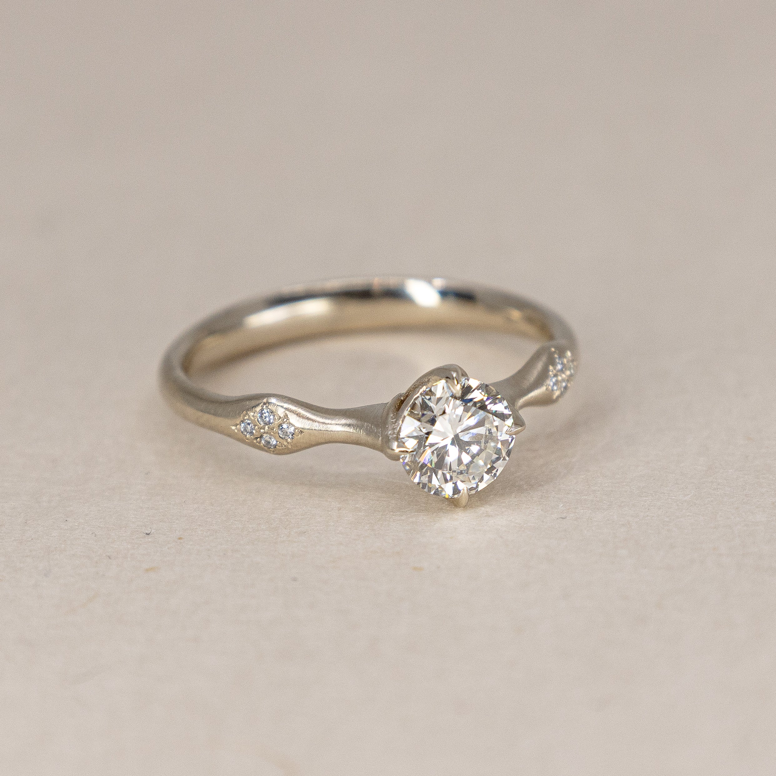 White Gold Round Rosebud Ring