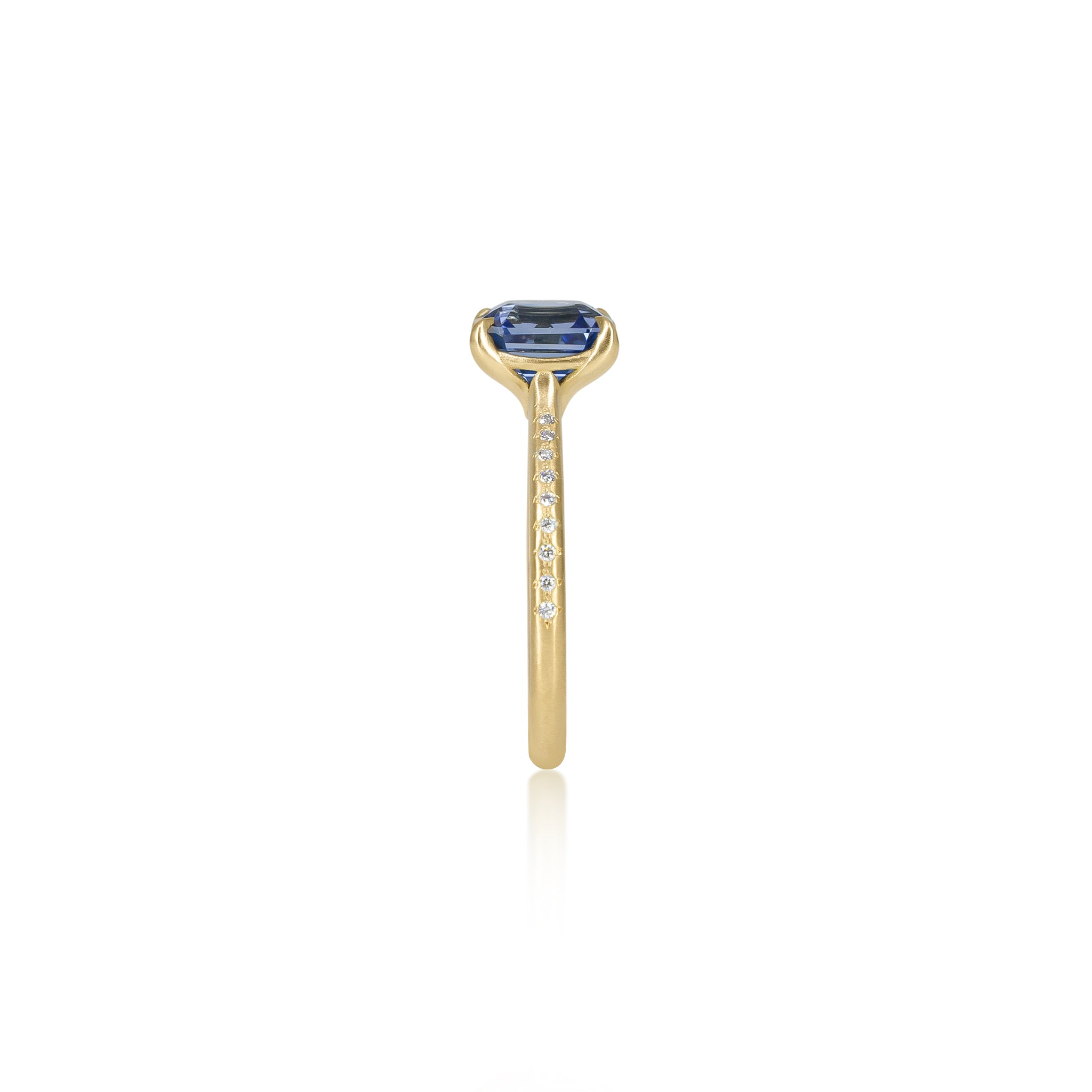 Step Cut Sapphire Rosehip Ring