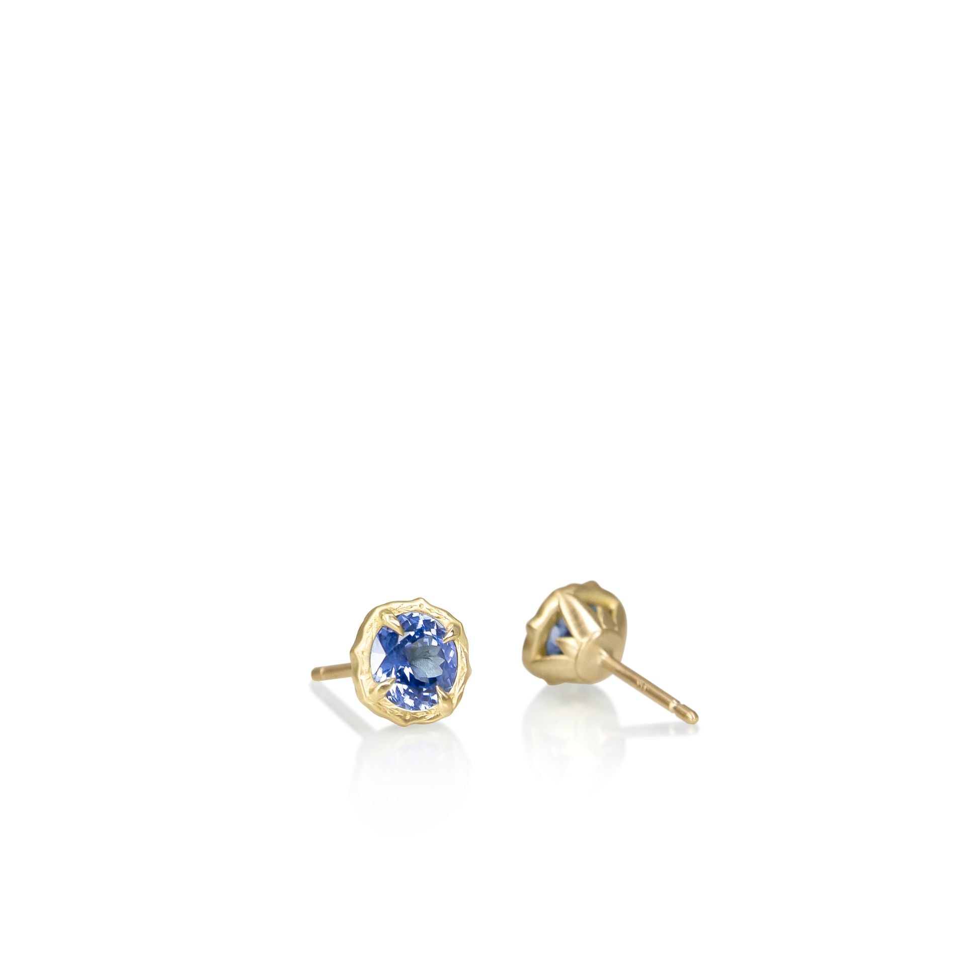 Blue Sapphire Lotus Studs