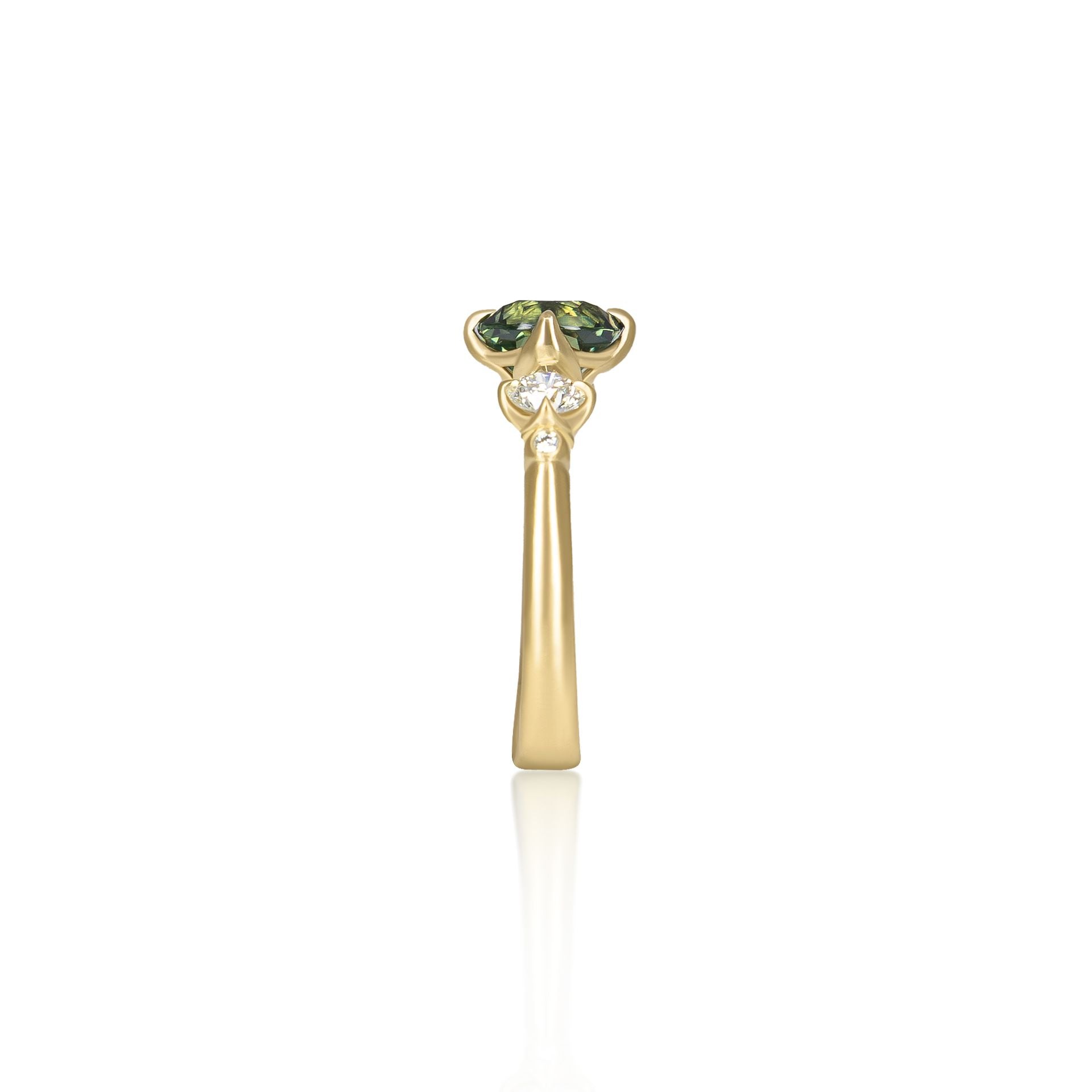 Green Sapphire Rambling Rose Ring - 1.52ct center
