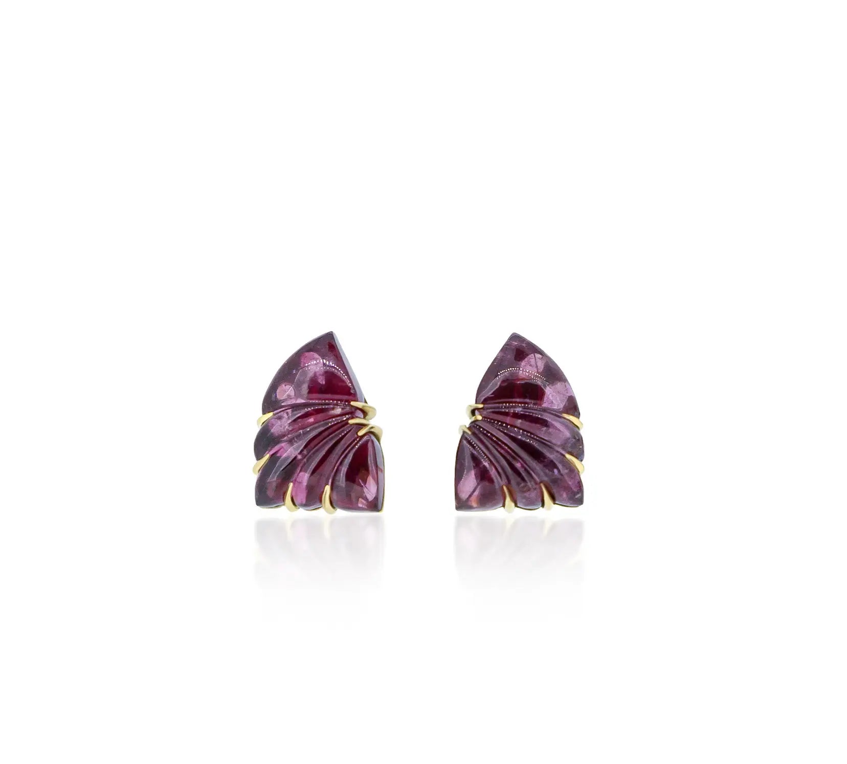 Butterfly Carved Pink Tourmaline Studs