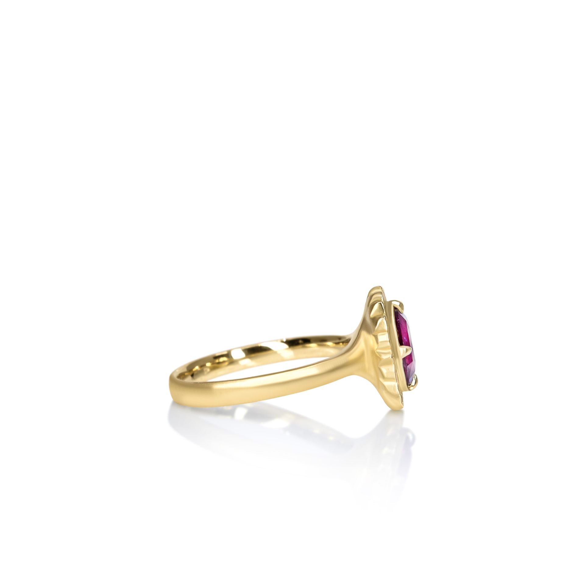 Pink Sapphire Cushion Flame Ring - 2.17ct