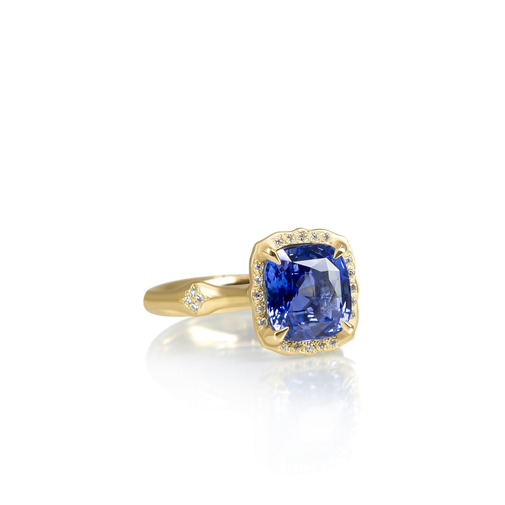 Cushion Sapphire Rosebud Ring - 4.07ct