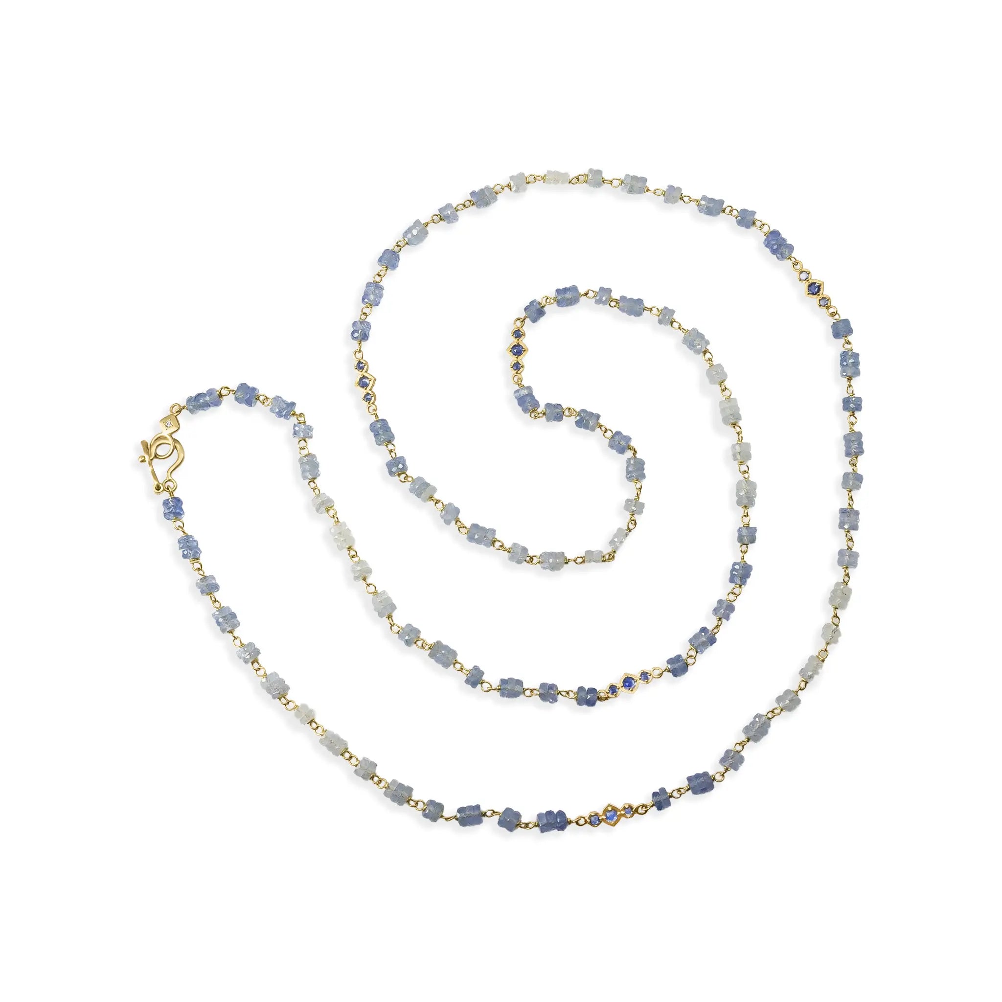 Ombre Sapphire Beaded Necklace - 30 Inches