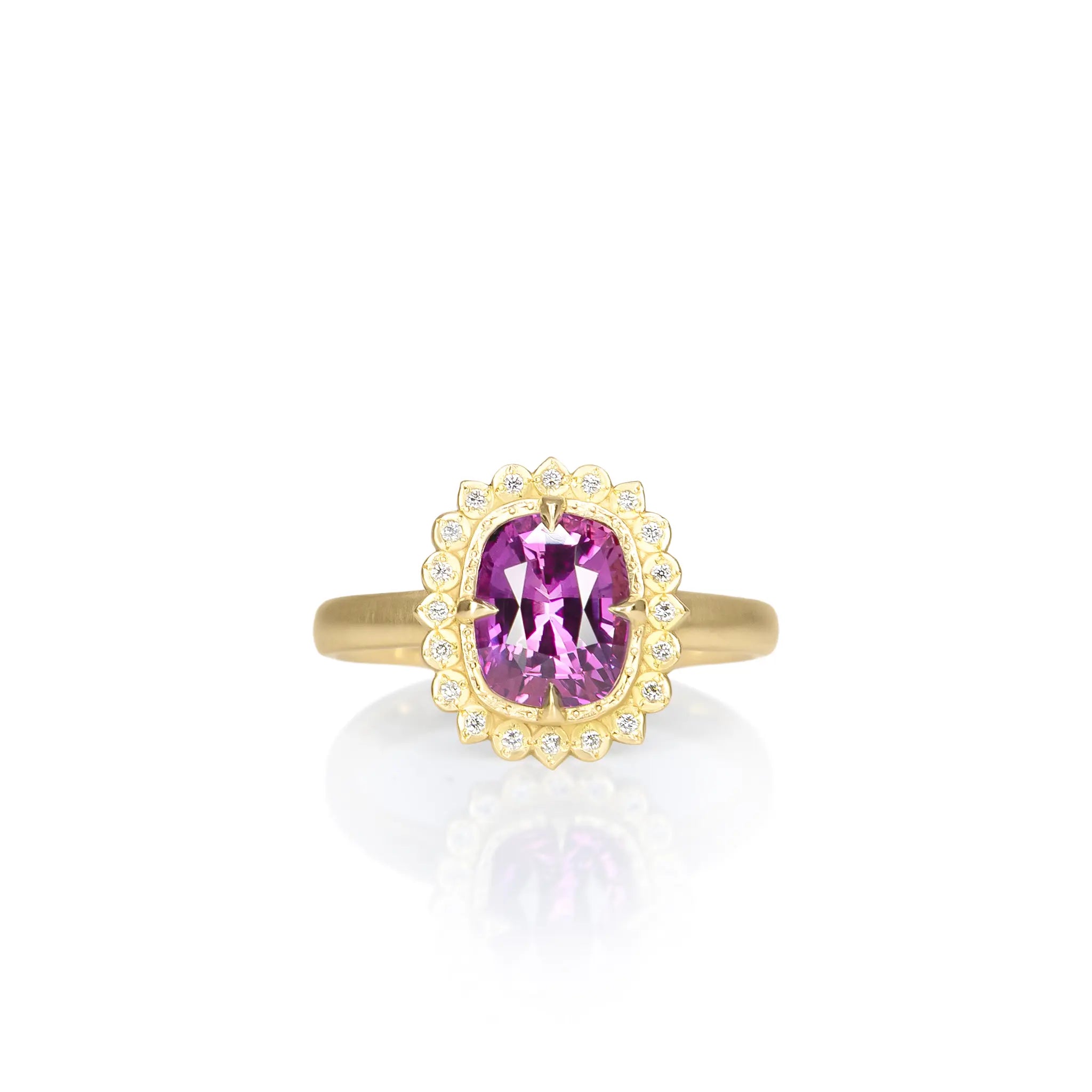 Pink Sapphire Cushion Flame Ring - 2.17ct