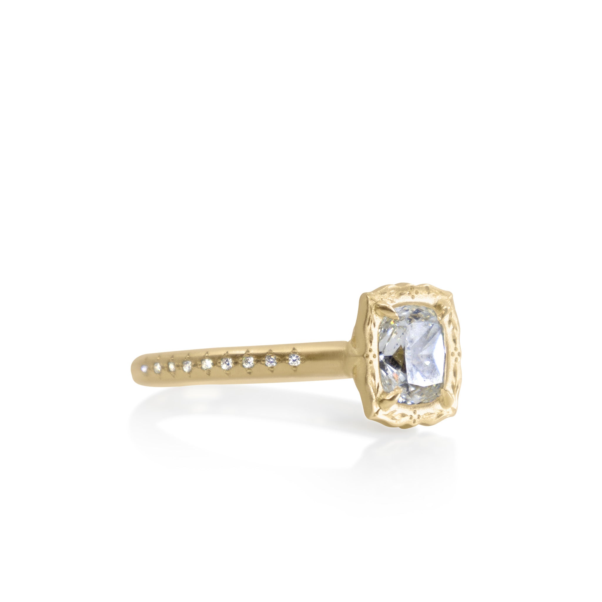 Cushion Cut Lotus Ring