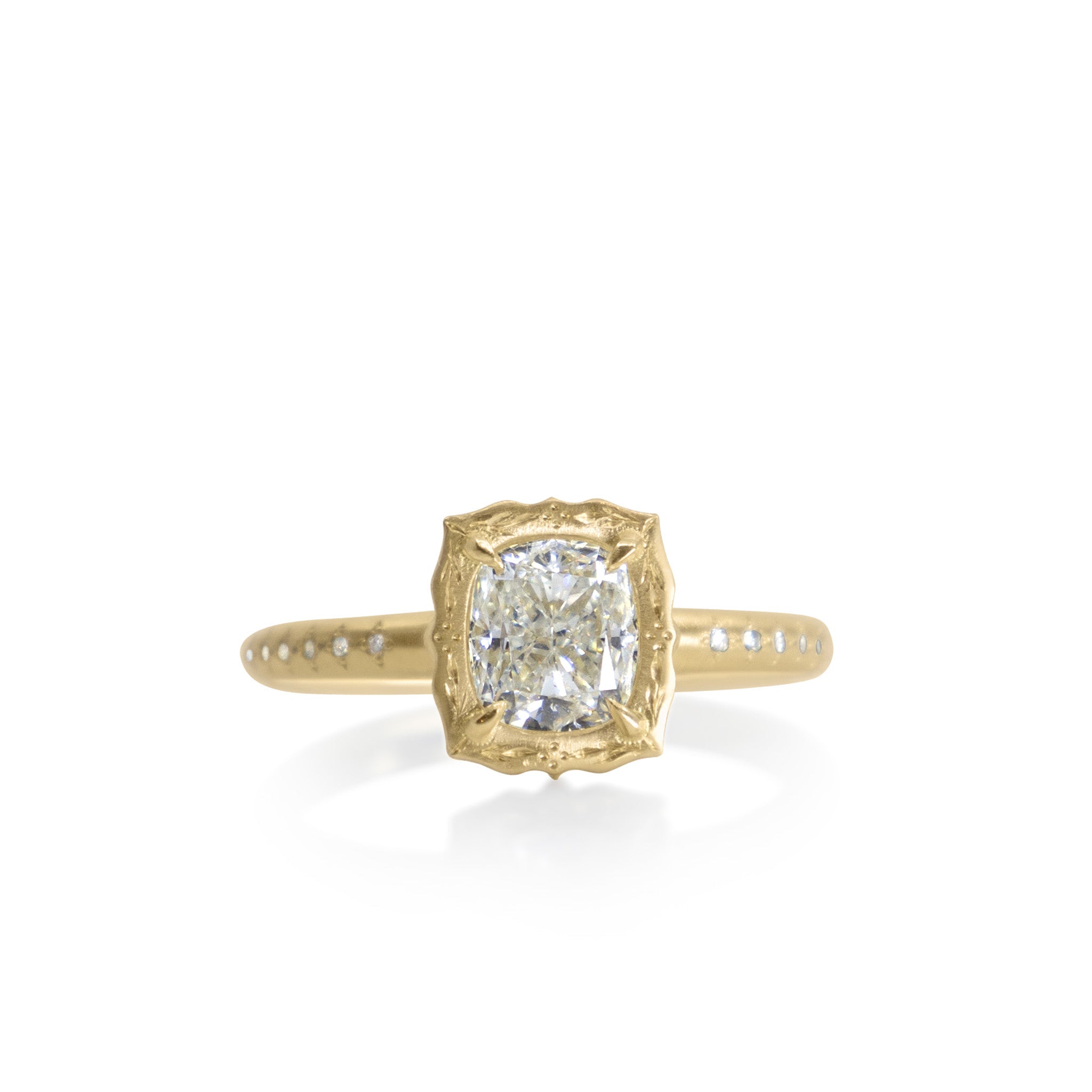 Cushion Cut Lotus Ring