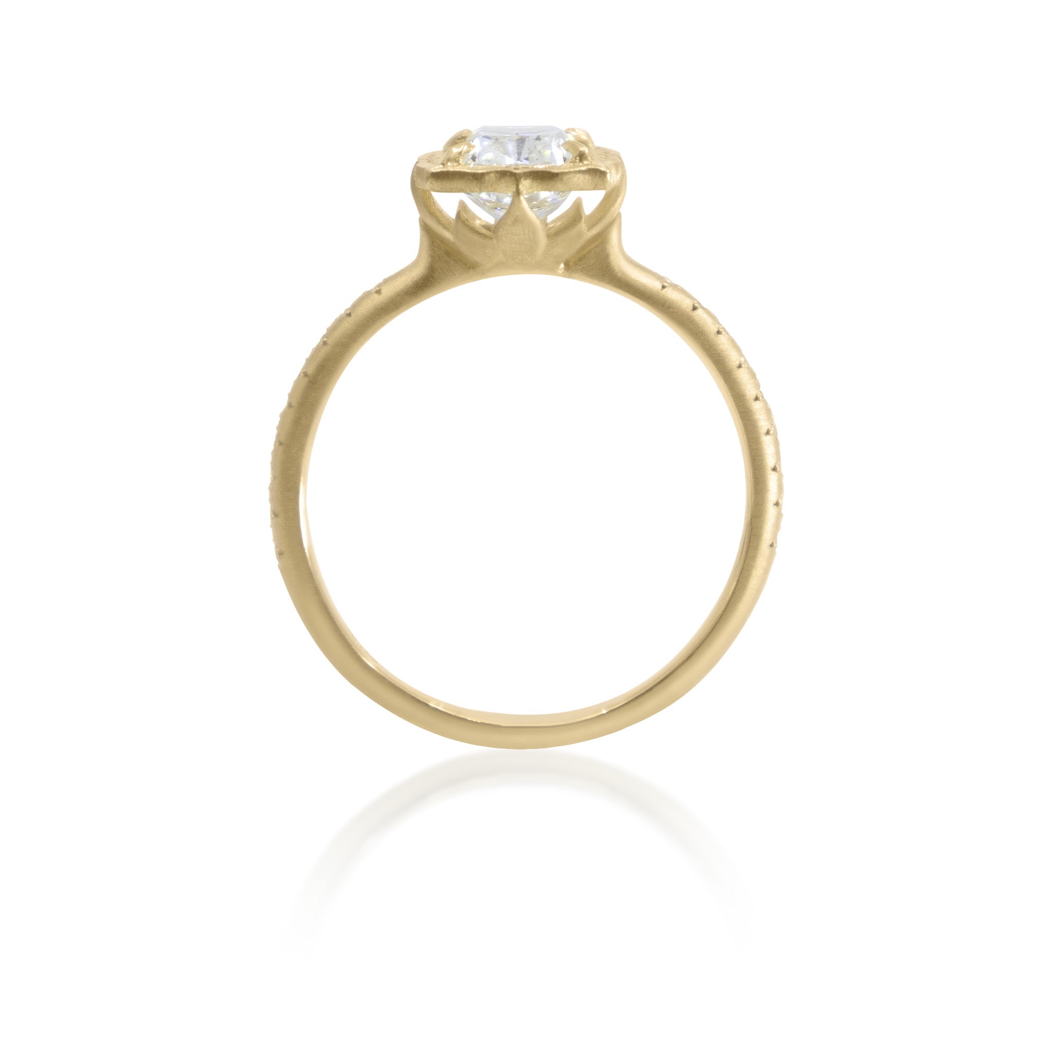 Cushion Cut Lotus Ring