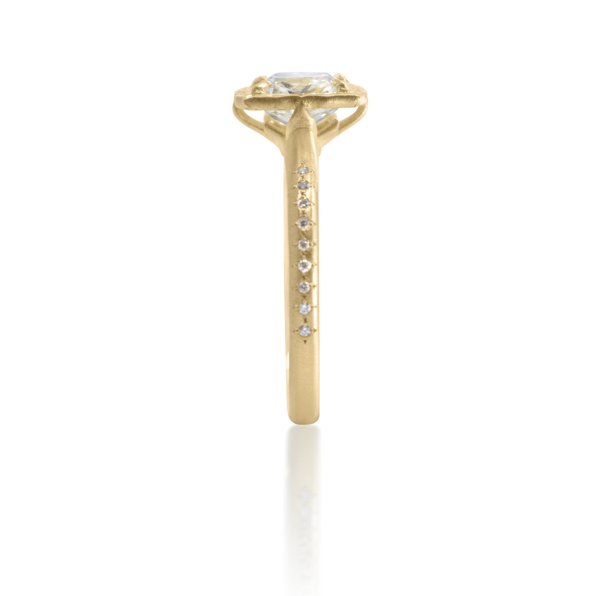 Cushion Cut Lotus Ring