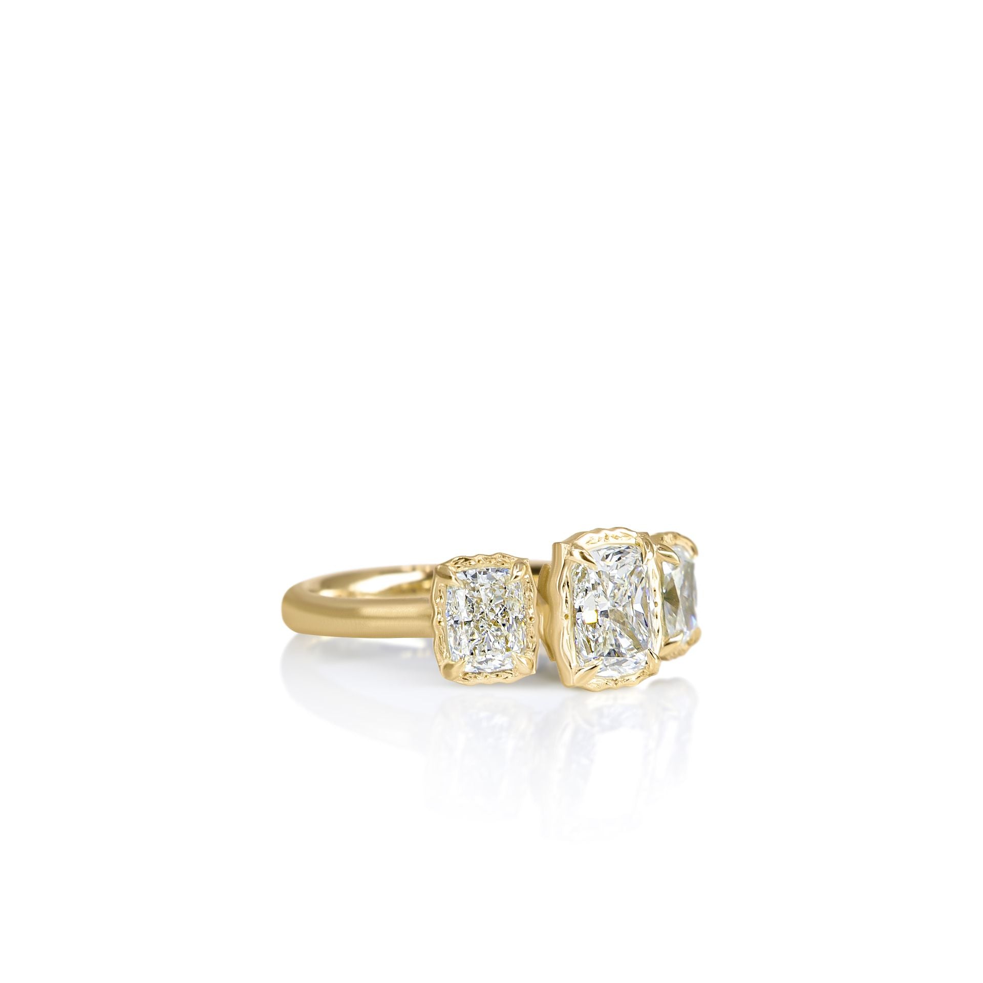 Three Stone Lotus Ring - 1.00ct center