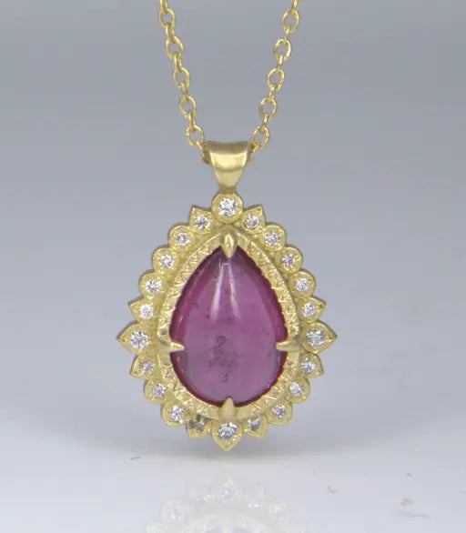 Pear Ruby Flame Pendant