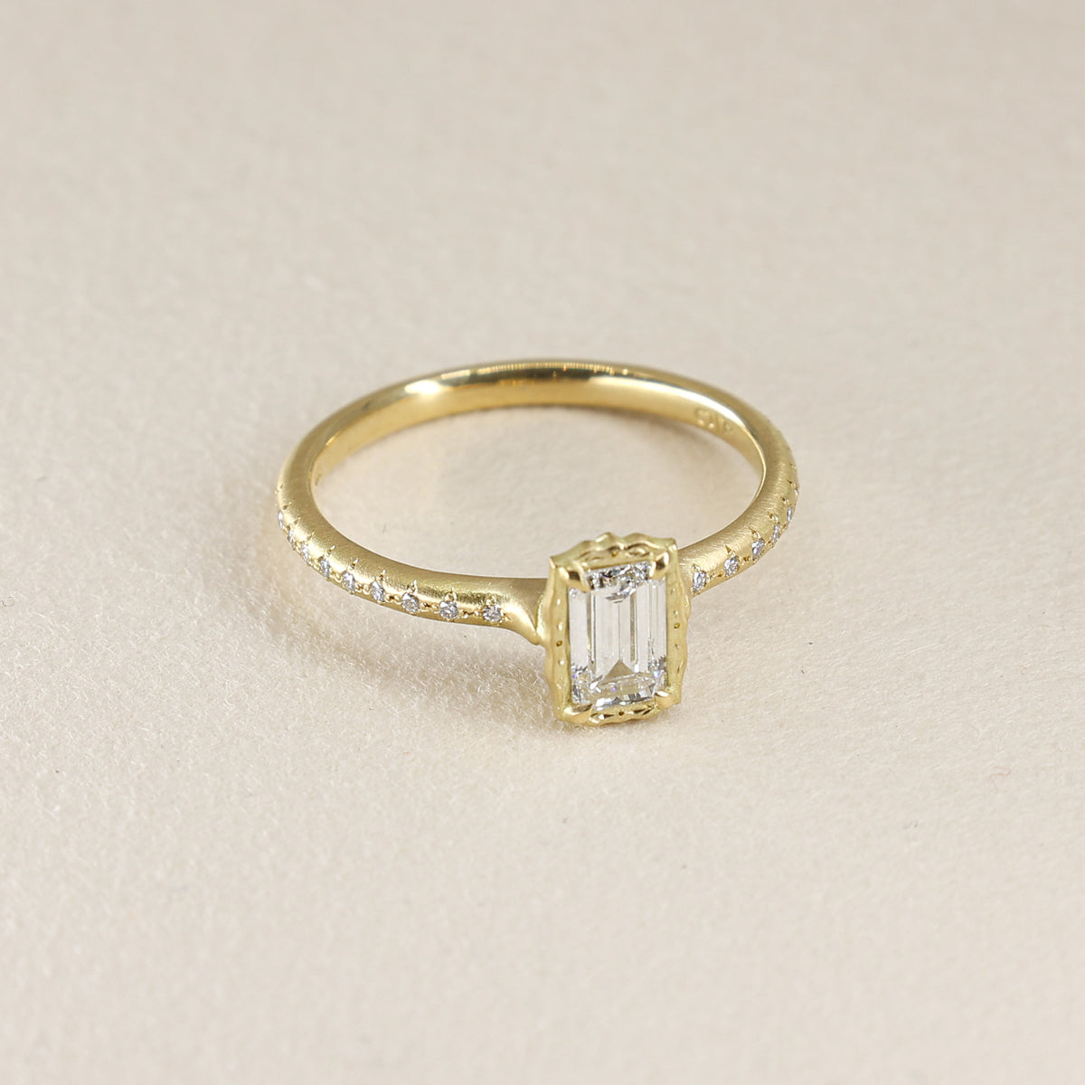 Emerald Cut Lotus Ring - .52ct