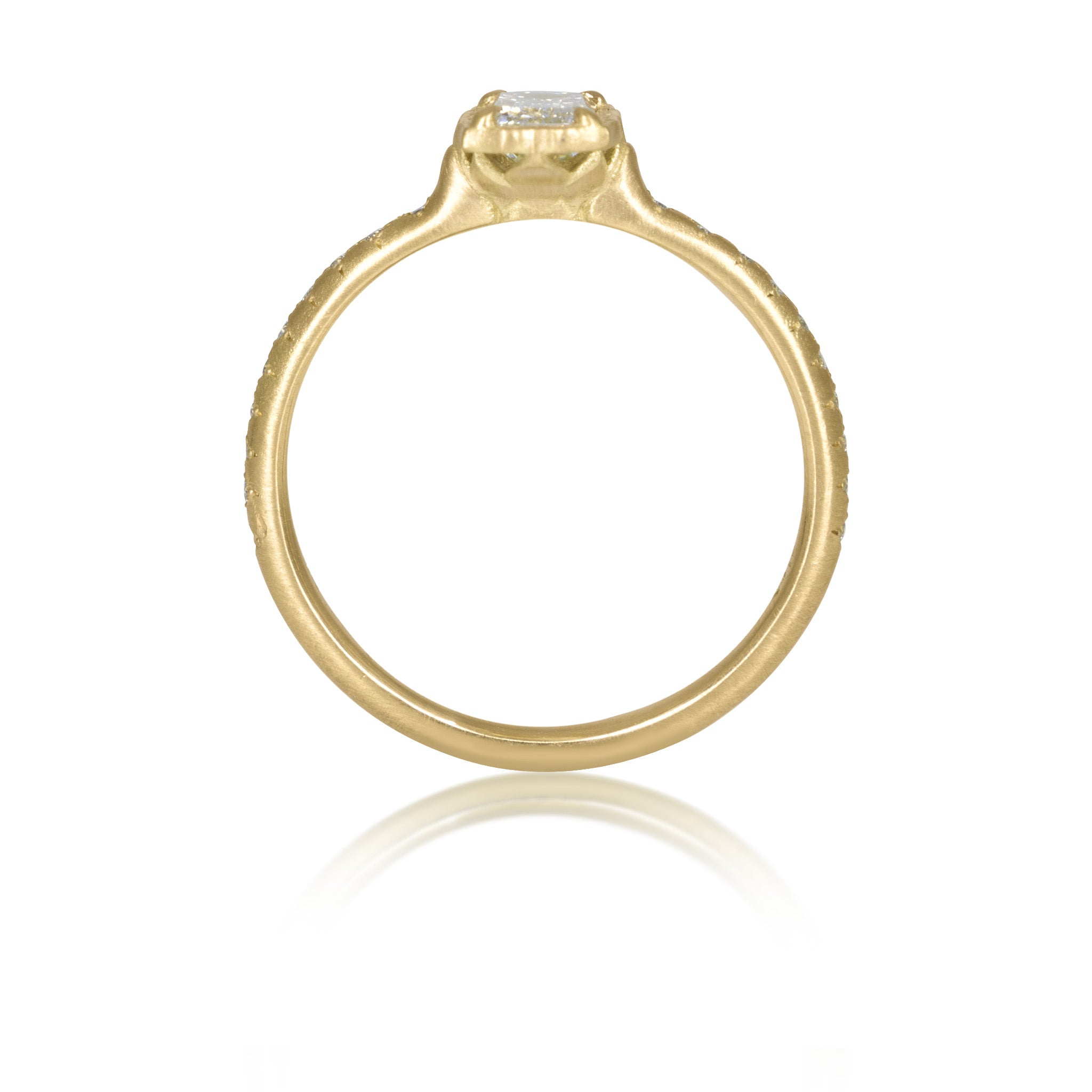 Emerald Cut Lotus Ring