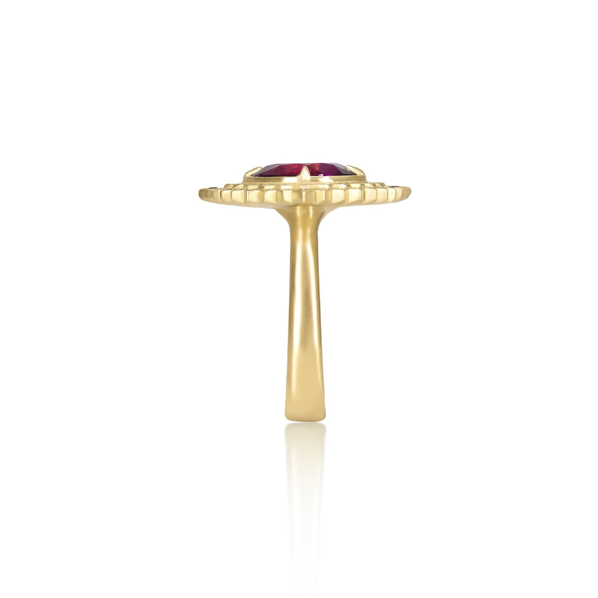 Rubellite Double Halo Flame Ring