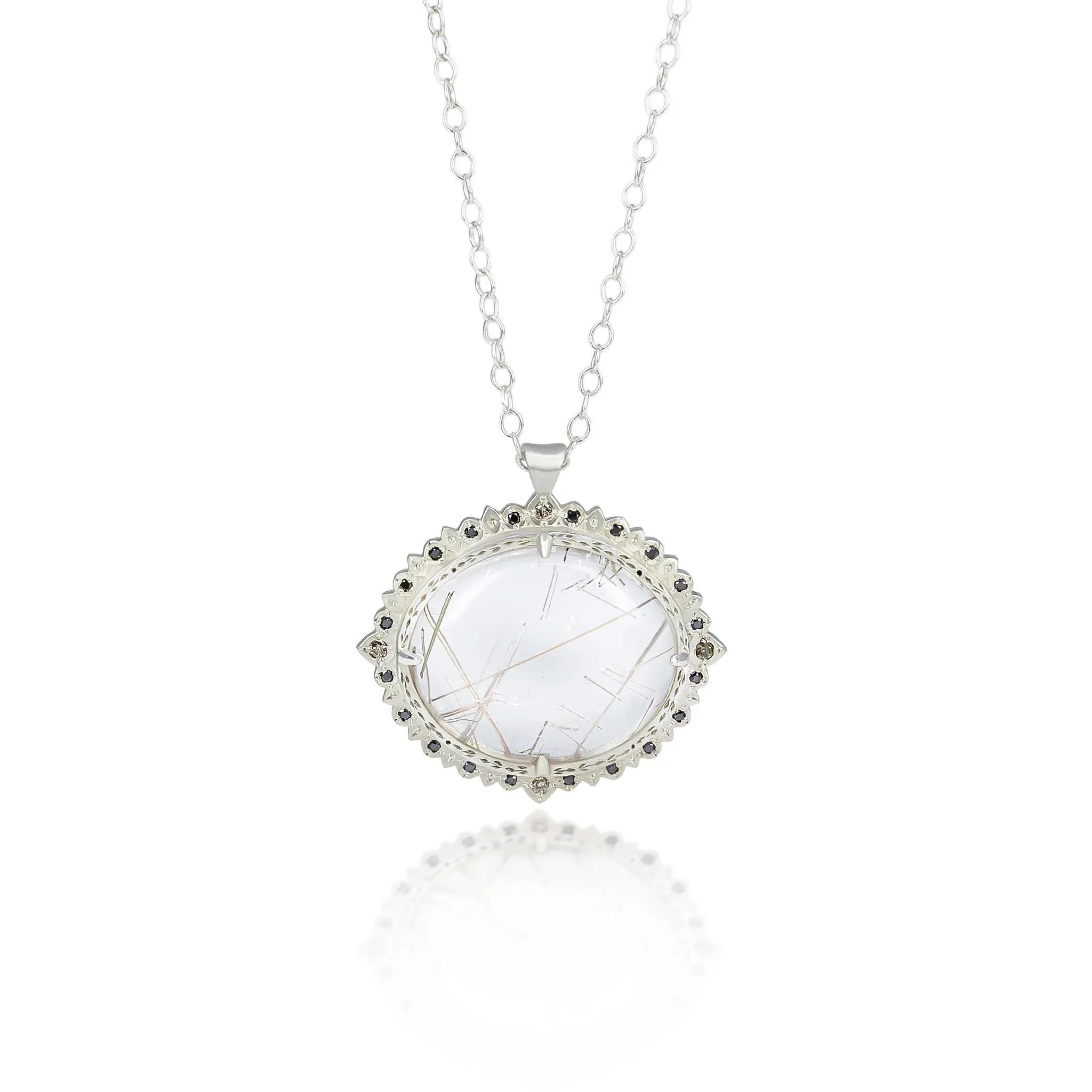 Rutilated Quartz Flame Pendant