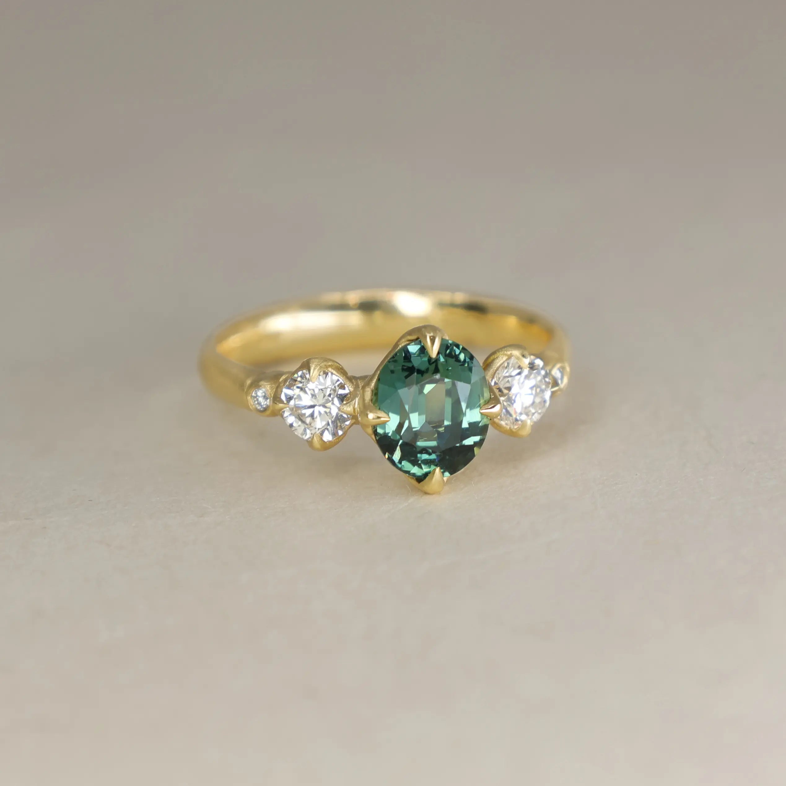 Green Sapphire Rambling Rose Ring - 1.52ct center