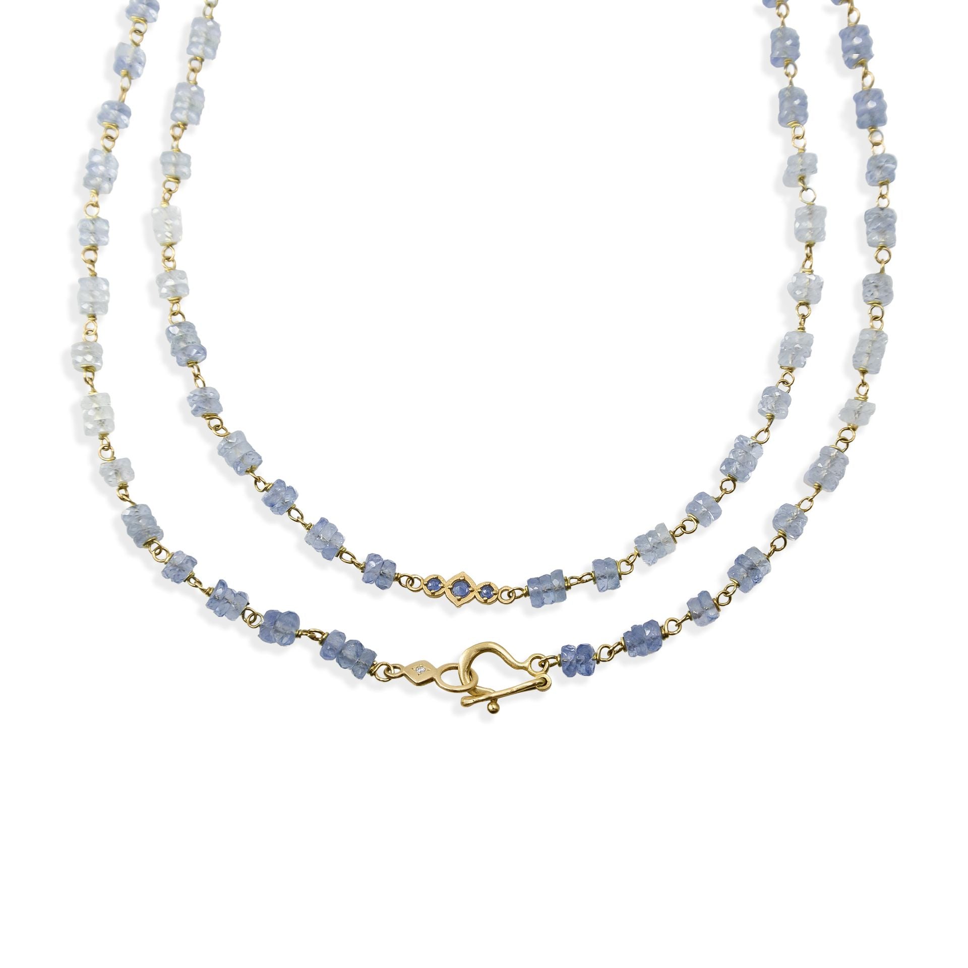 Ombre Sapphire Beaded Necklace - 30 Inches
