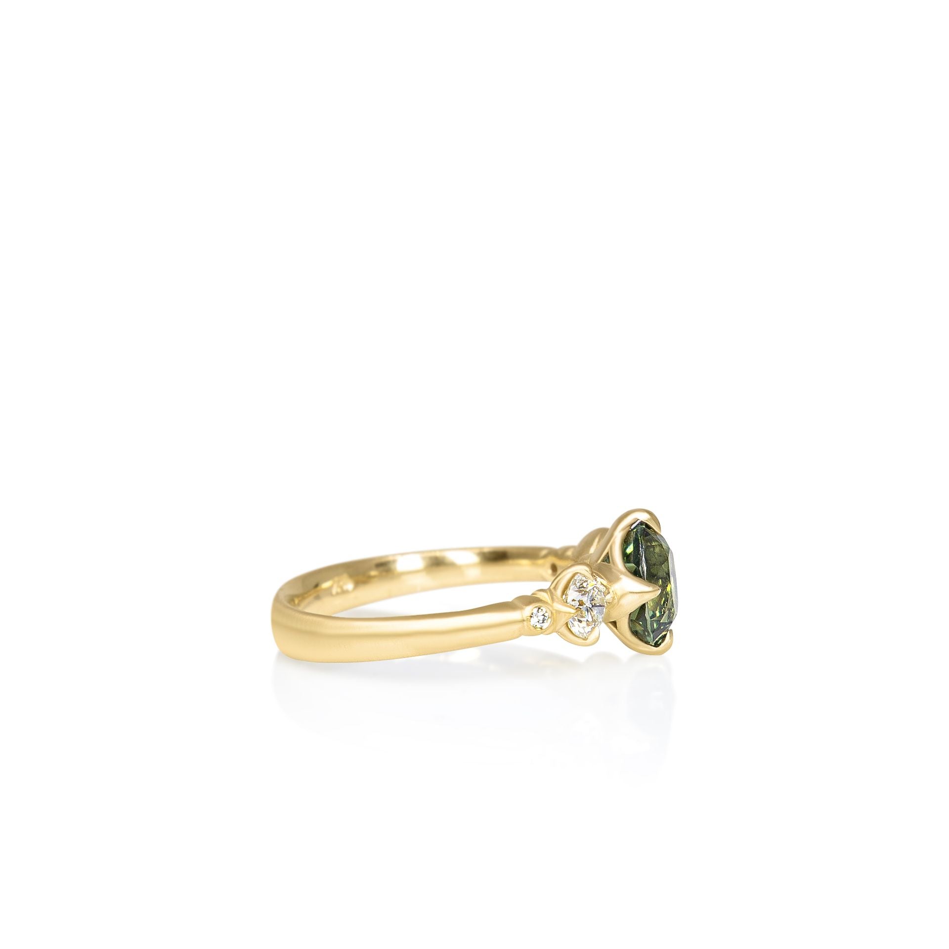 Green Sapphire Rambling Rose Ring - 1.52ct center