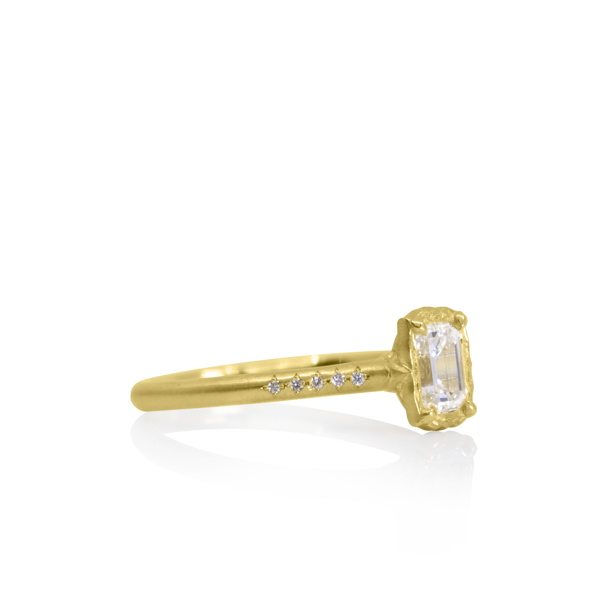 Emerald Cut Lotus Ring
