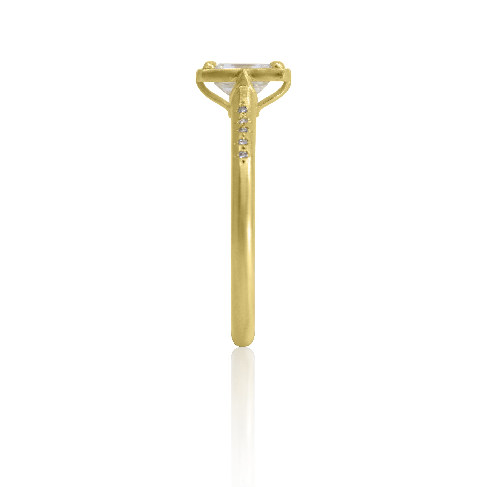 Emerald Cut Lotus Ring