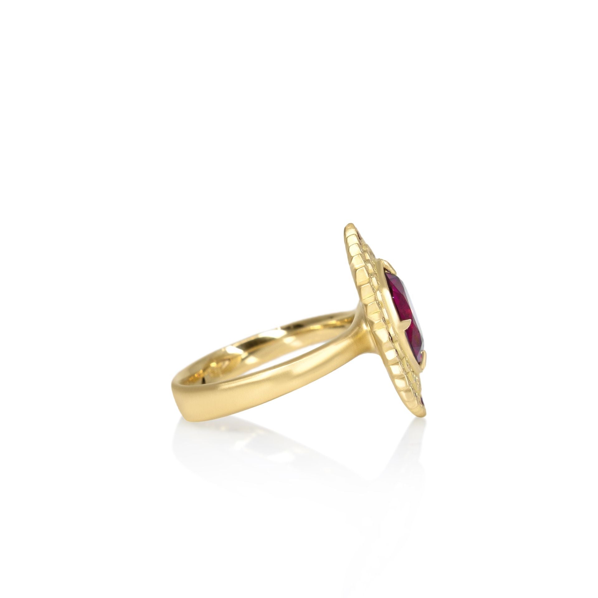 Rubellite Double Halo Flame Ring