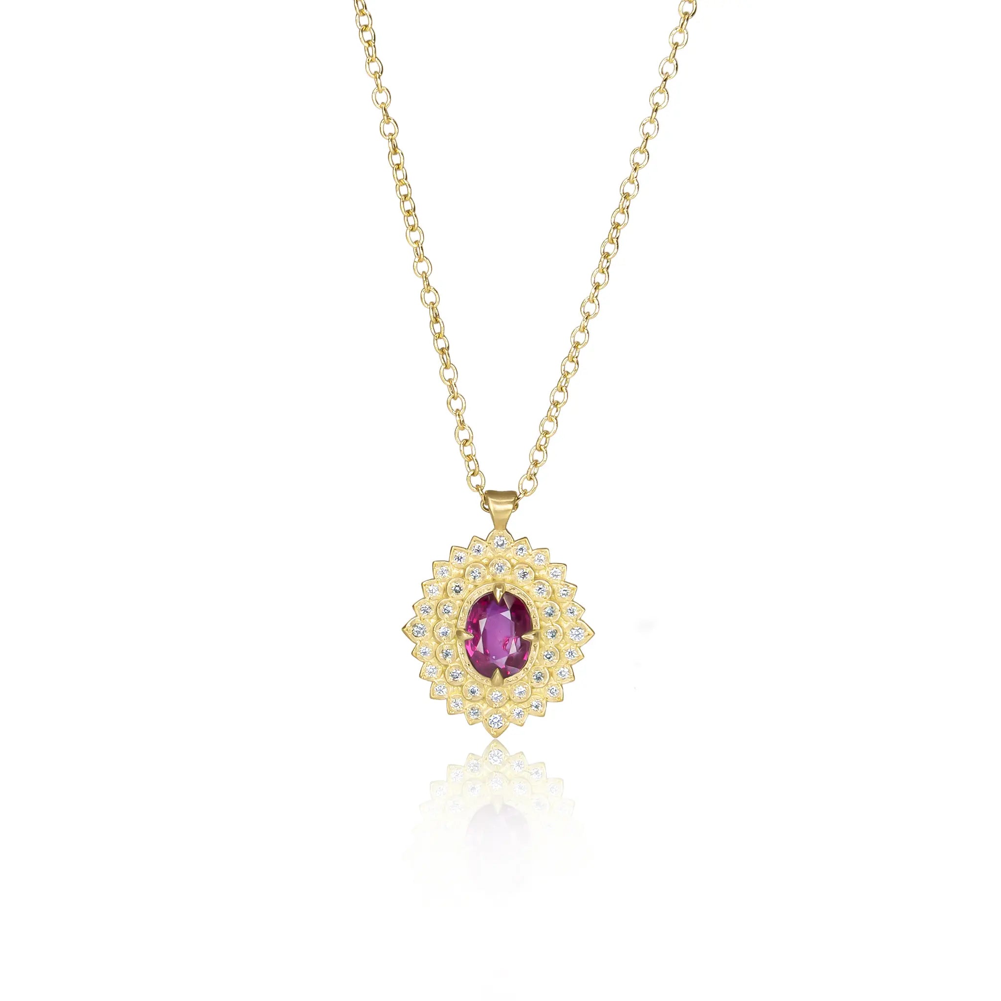 Oval Ruby Flame Pendant