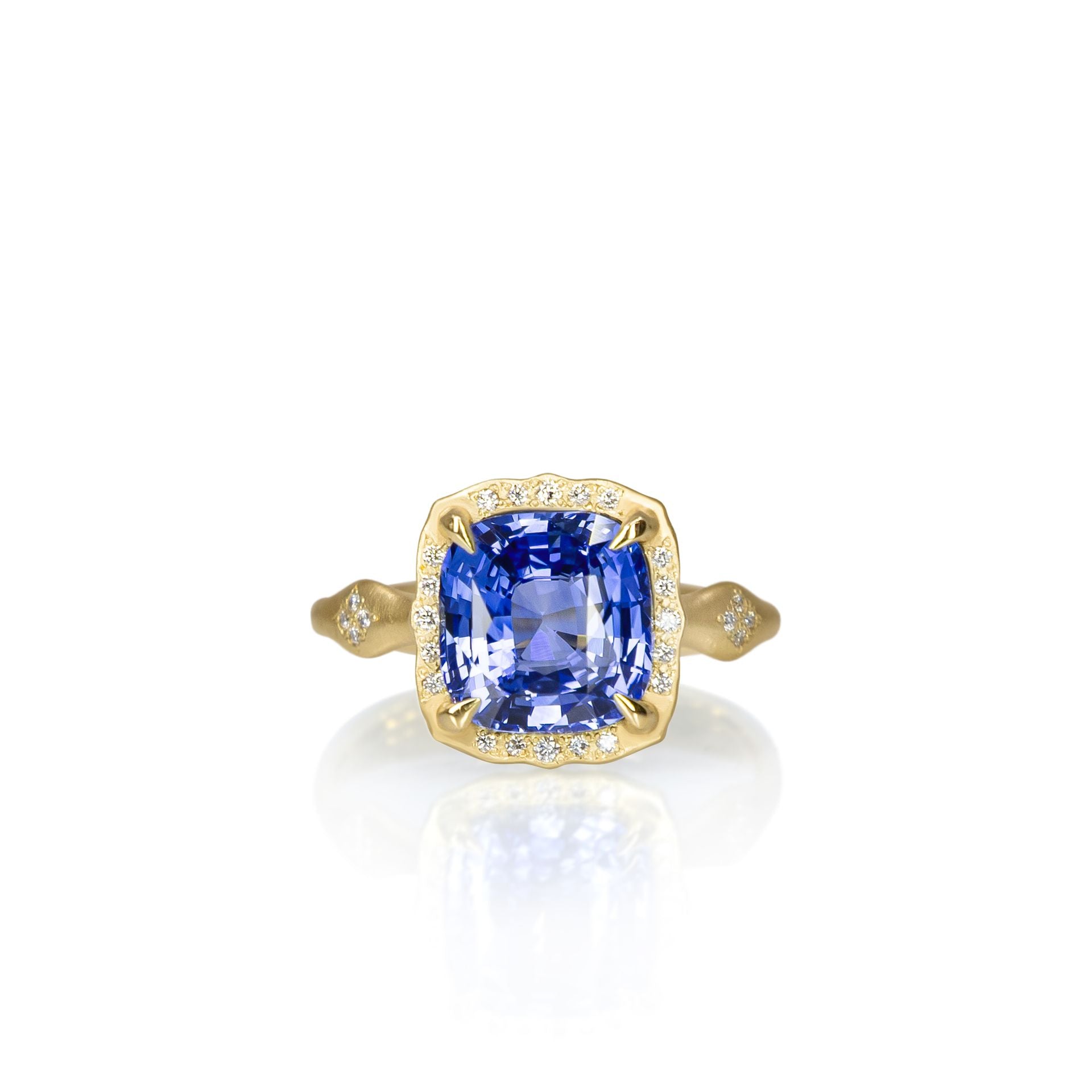 Cushion Sapphire Rosebud Ring - 4.07ct | Adel Chefridi