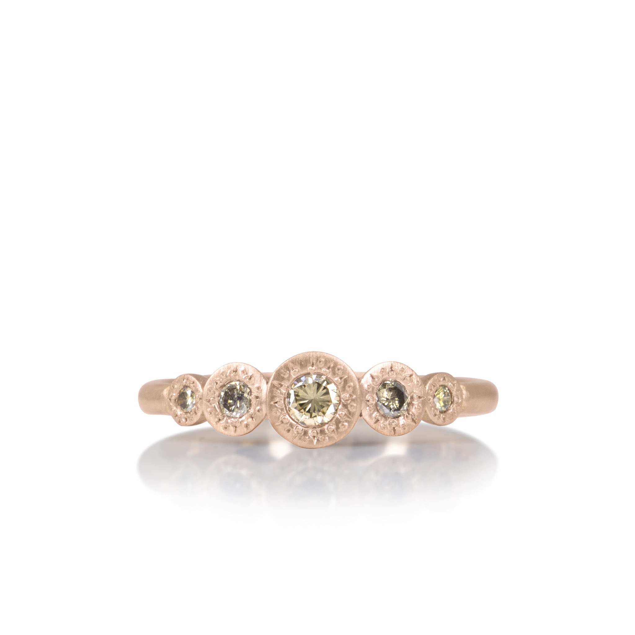 Five Stone Engraved Bezel Ring