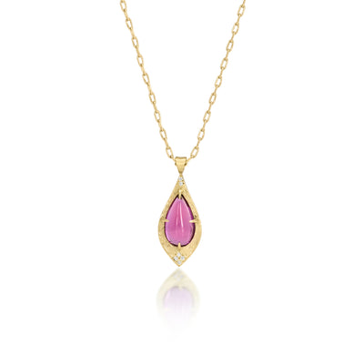 Tourmaline Tear Prong Pendant