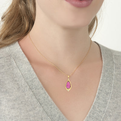 Tourmaline Tear Prong Pendant