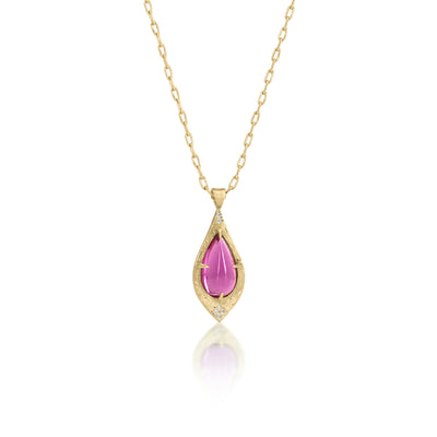 Tourmaline Tear Prong Pendant